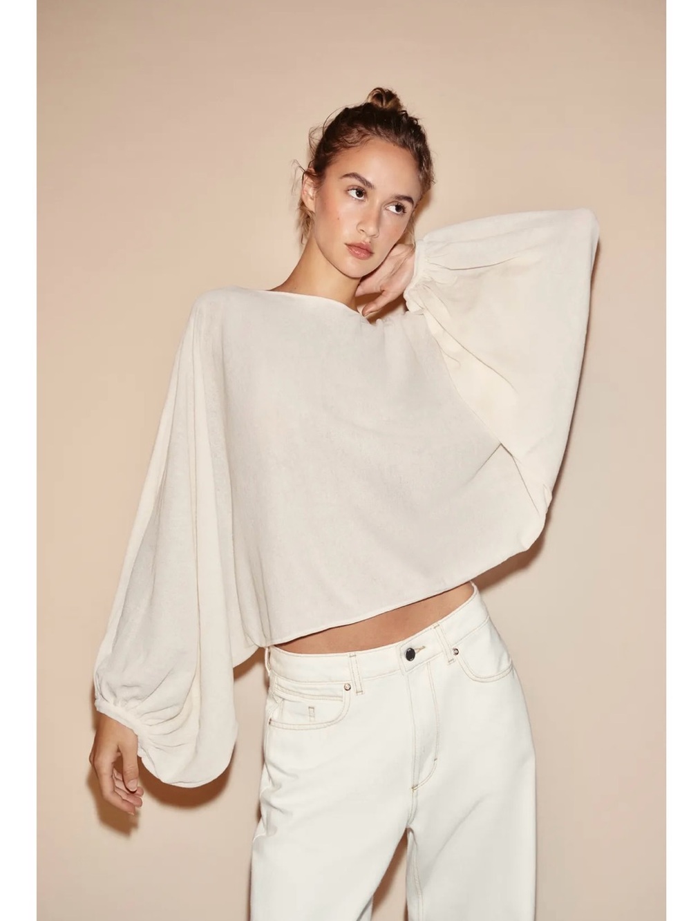 Zara Cream Full Sleeve Jumper Sweater